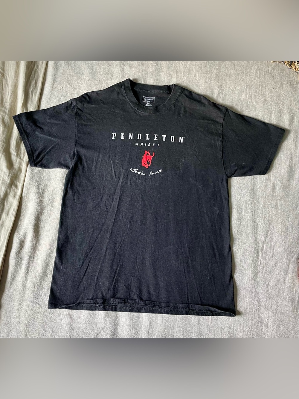 Pendleton Whisky Black Short-Sleeve Logo Tee with Red Accent